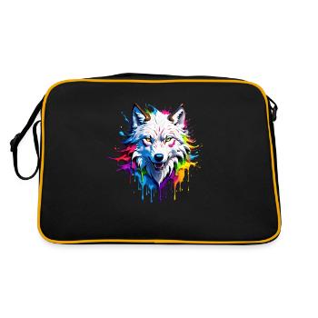 Bunter Wolf - Retro Tasche - Schwarz/Gold - Hinten
