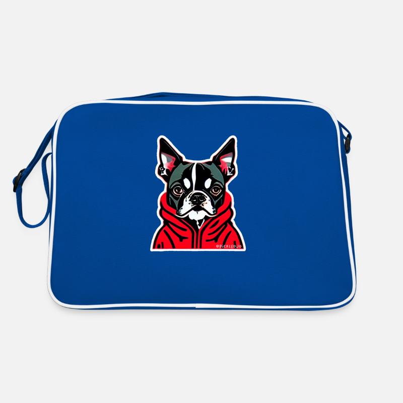 Boston Terrier Roter Kapuzenpullover Pop Art Retro Tasche