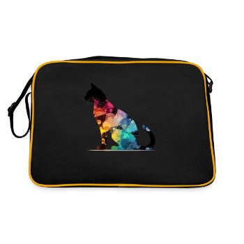 Bako die bunte Katze - Retro Tasche - Schwarz/Gold - Hinten