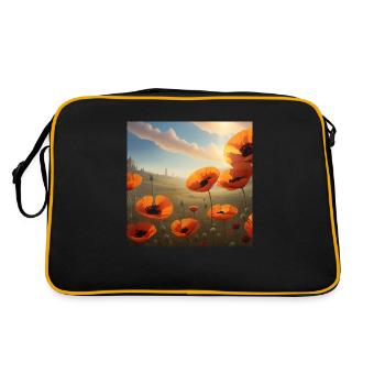 Mohnfeld in der Abendsonne - Retro Tasche - Schwarz/Gold - Hinten