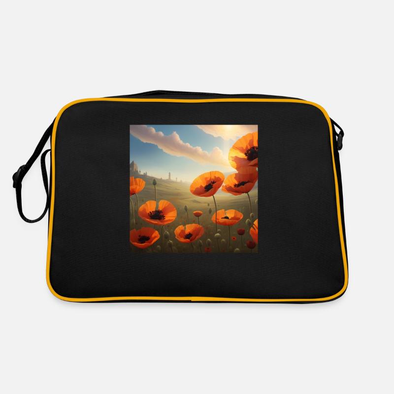 Mohnfeld in der Abendsonne Retro Tasche