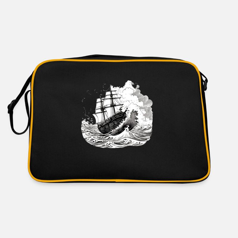 Bateau dans les vagues n°2 Sac Retro