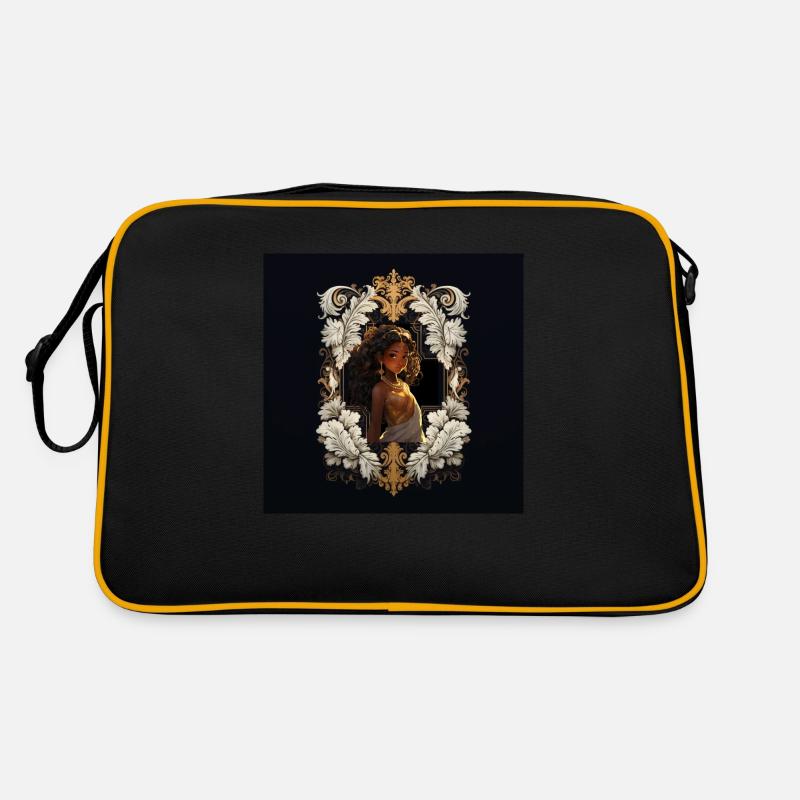 Vintage-Mädchen - Retro Tasche - Schwarz/Gold