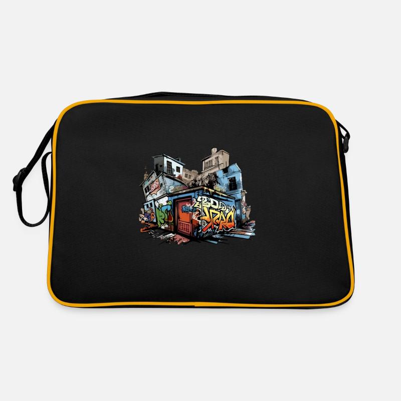 Urbane Graffiti - Retro Tasche - Schwarz/Gold