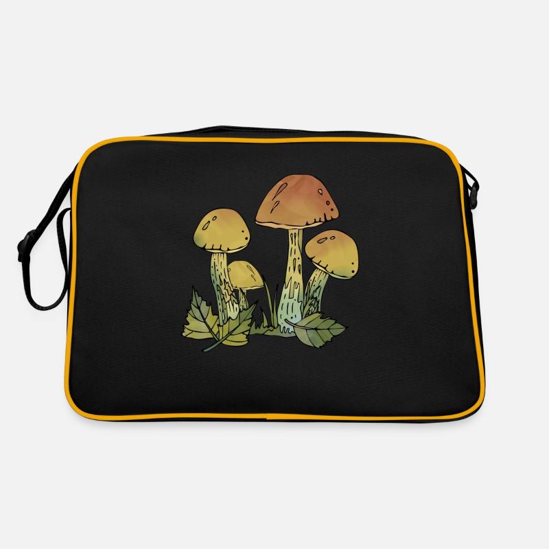 Pilze - Retro Tasche - Schwarz/Gold