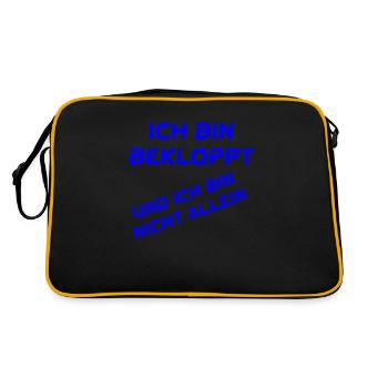 ich bin bekloppt und ich bin nicht allein - Retro Tasche - Schwarz/Gold - Hinten