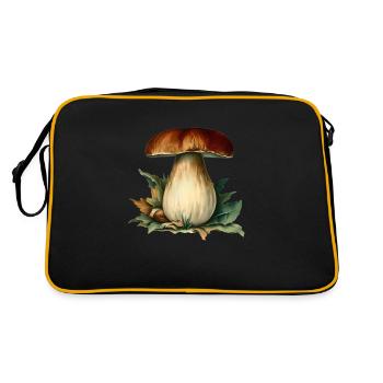 Boletus mushroom, vintage watercolor - Retro Bag - black/gold - Back