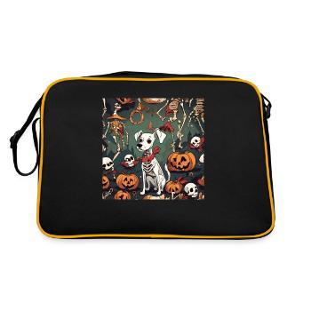 Halloween Puppy Skeleton Cute Dog Jack Russell - Retro Bag - black/gold - Back