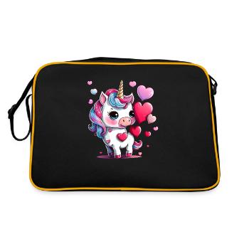 Licorne Fille Licornes Licorne Animal Mythique - Sac Retro - noir/or - Dos
