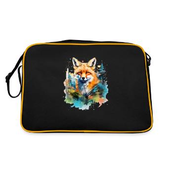 Rotfuchs, Aquarellfuchs - Retro Tasche - Schwarz/Gold - Hinten
