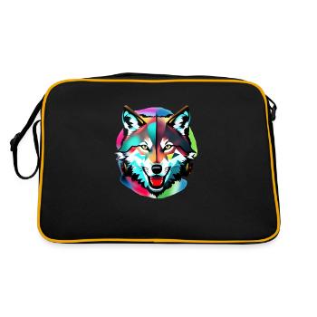 Bunter Wolf - Retro Tasche - Schwarz/Gold - Hinten