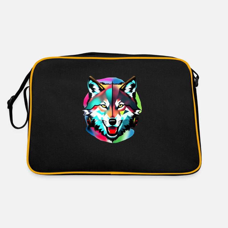 Bunter Wolf Retro Tasche