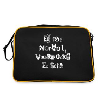 es ist normal, verrückt zu sein - Retro Tasche - Schwarz/Gold - Hinten