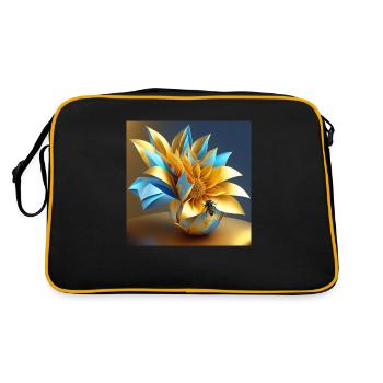 Origami Blüte - Retro Tasche - Schwarz/Gold - Hinten