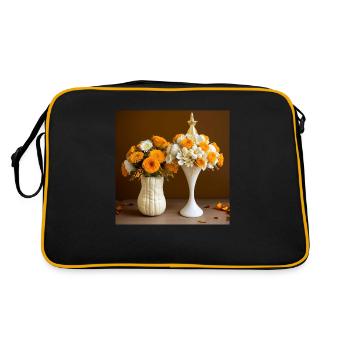 Herbstblumenstrauß in Halloween Vasen - Retro Tasche - Schwarz/Gold - Hinten