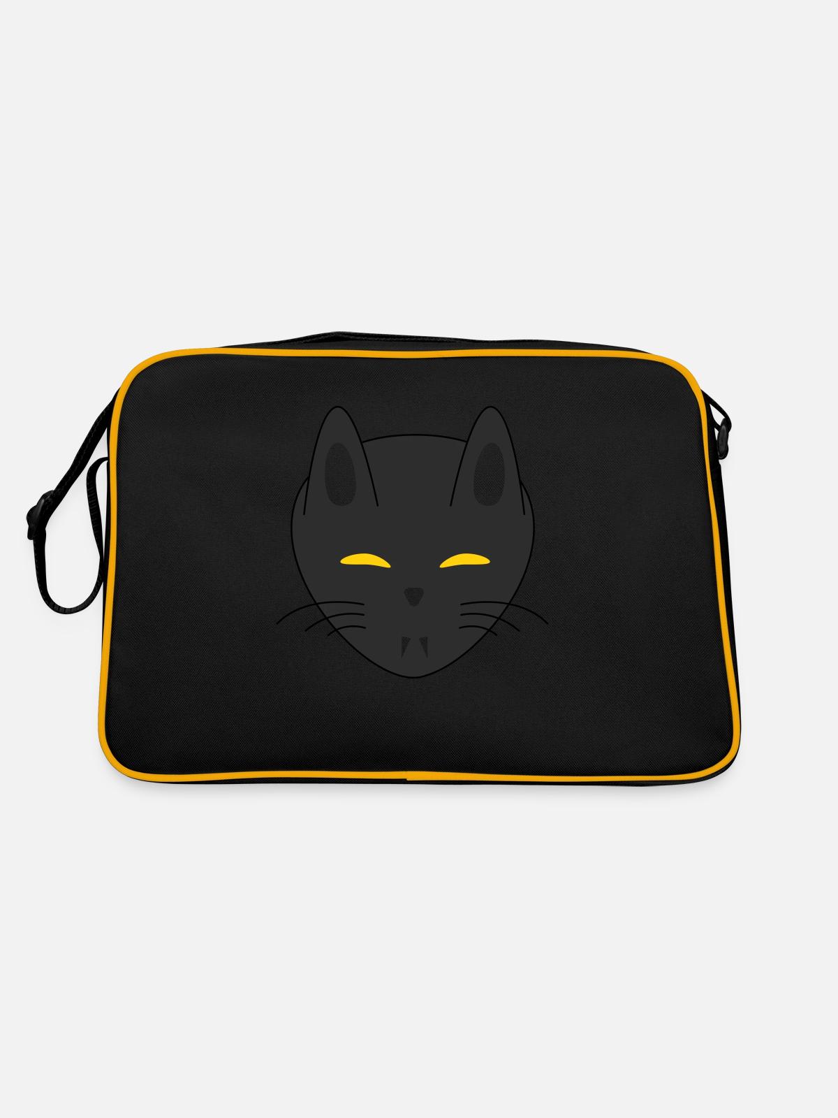 Halloween vampire cat - Retro Bag - black/gold - Back