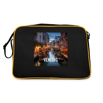 Venedig bei Nacht - Retro Tasche - Schwarz/Gold - Hinten