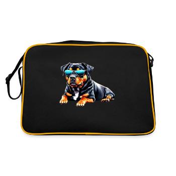 Rottweiler Chiens Chien Rottweiler Puppy Chiot - Sac Retro - noir/or - Dos