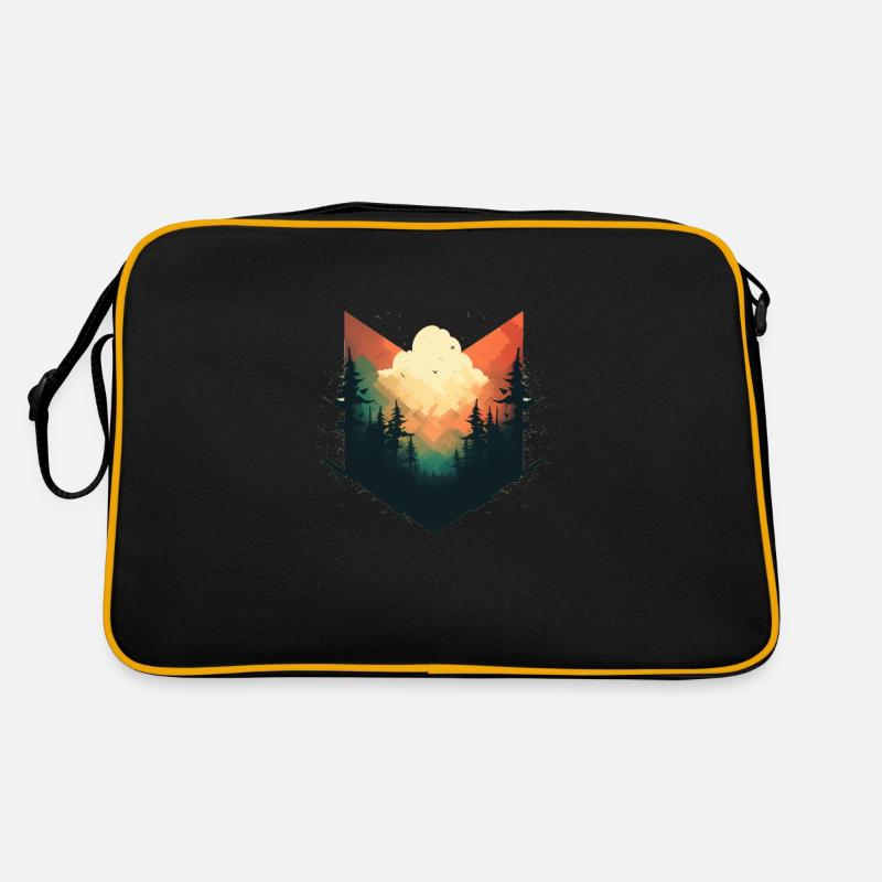 Mystical forest - view into beautiful - Retro Bag - black/gold