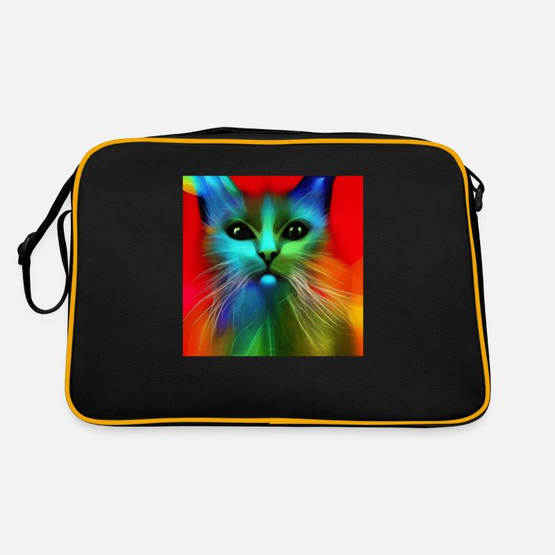 Freaky Cat - Retro Tasche - Schwarz/Gold