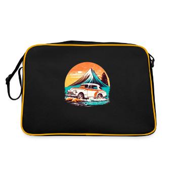 Vintage - Vue sur la plage avec vieille voiture - Sac Retro - noir/or - Dos