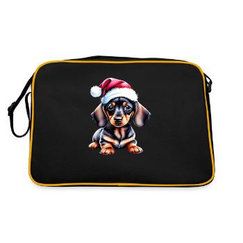 Teckel X-Mas Chien de Noël Dachshund Chiot - Sac Retro - noir/or - Dos
