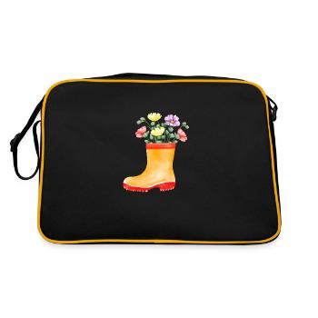 Fleurs, Jardin, Jardinier amateur, Cadeau de fleurs, Jardinier - Sac Retro - noir/or - Dos