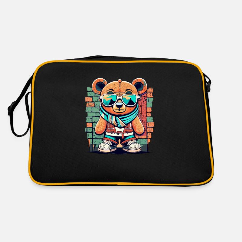Grafitti teddy bear - Retro Tasche - Schwarz/Gold