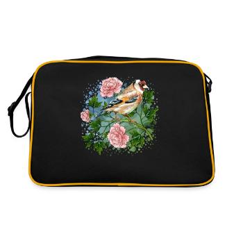 Bunter Vogel - Retro Tasche - Schwarz/Gold - Hinten