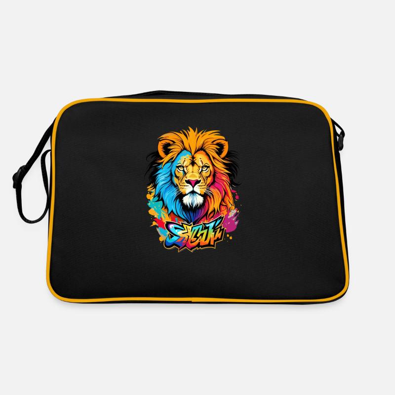 Graffiti löwe - Retro Tasche - Schwarz/Gold