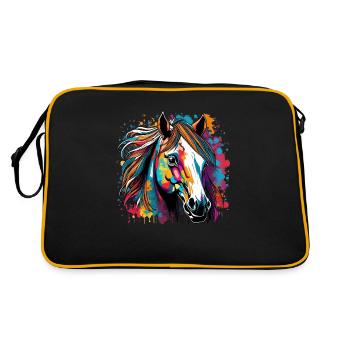 digital art horses head art graffiti - Retro Bag - black/gold - Back