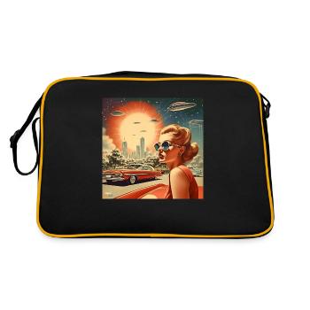 Portrait de Femme des années 50 - Sac Retro - noir/or - Dos