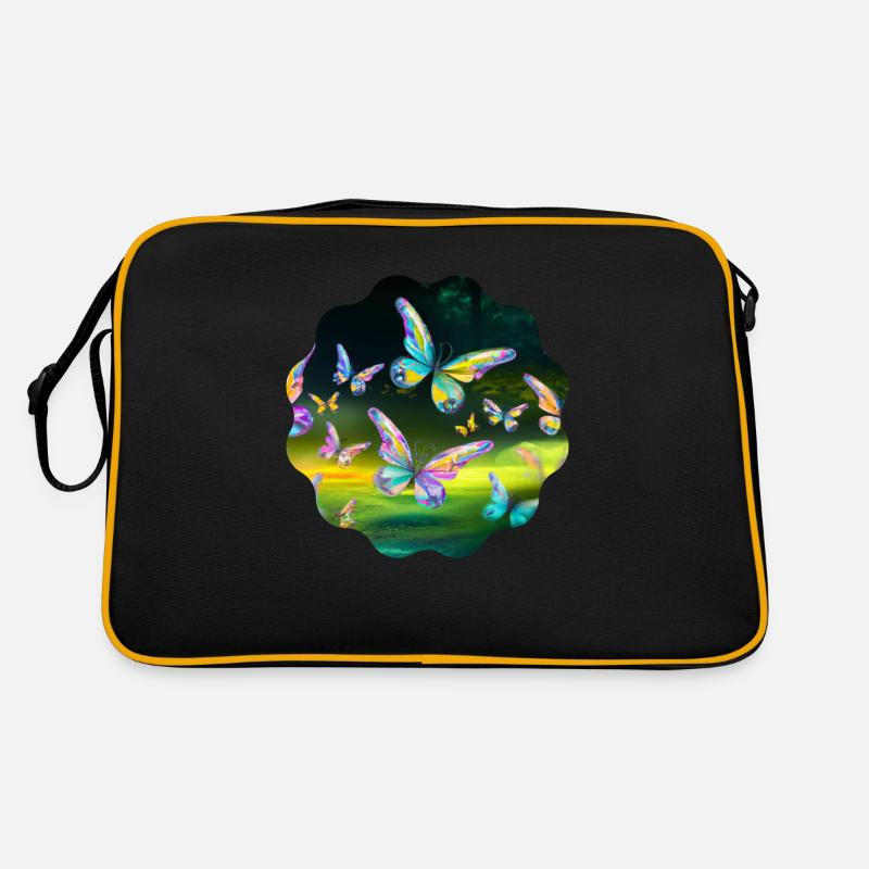 Schmetterlinge - Retro Tasche - Schwarz/Gold