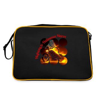 Flaming Biker, Halloween Fire - Retro Bag - black/gold - Back