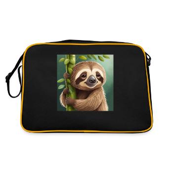 cute little sloth dragon funny - Retro Bag - black/gold - Back