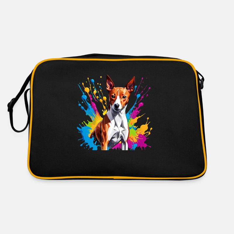 Basenji - Retro Tasche - Schwarz/Gold