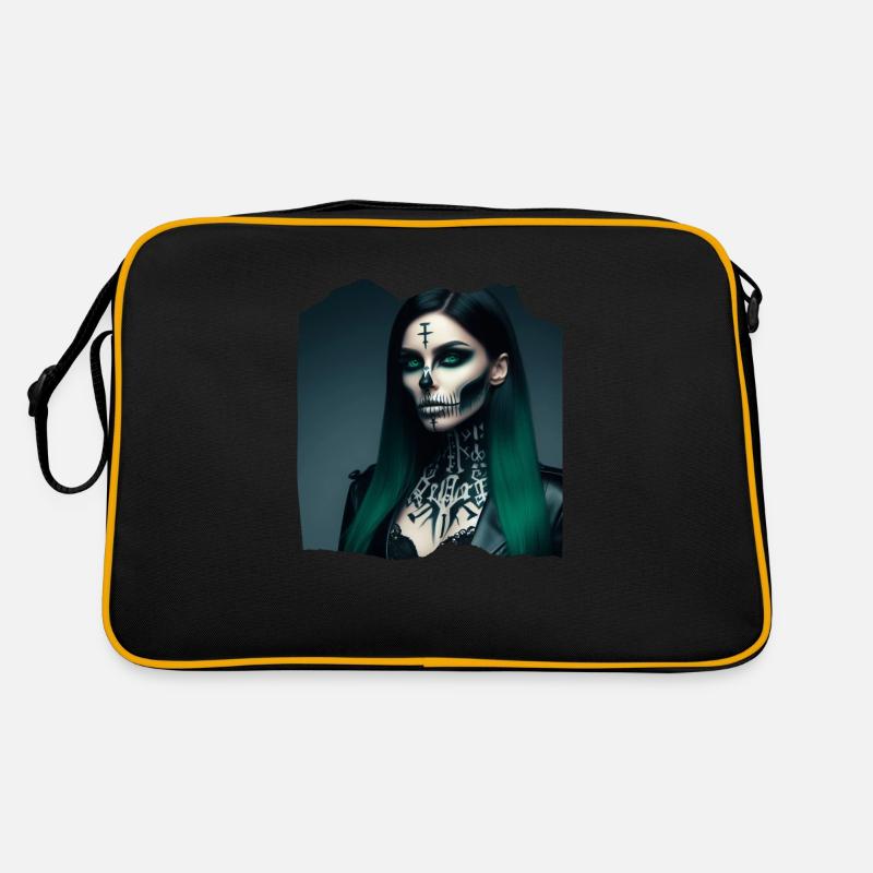 Sorcière Macabre Dark Spooky Nightmare Signs - Sac Retro - noir/or