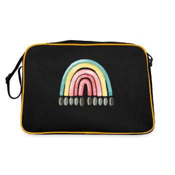 Regenbogen Kinder Baby Design - Retro Tasche - Schwarz/Gold - Hinten