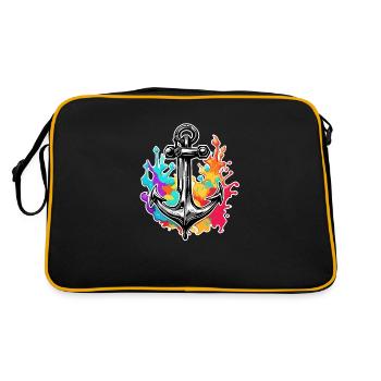Ancre / Ahoy / Bateau / Navire / Eau / Mer / Lac - Sac Retro - noir/or - Dos