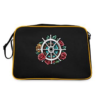 Volant / Ancre / Roses / Ahoy / Navire / Bateau - Sac Retro - noir/or - Dos