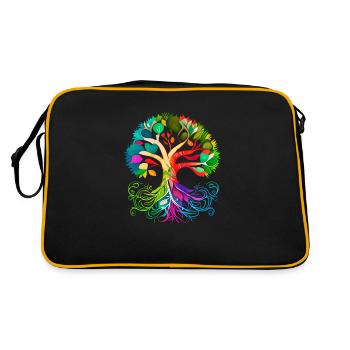Lebensbaum Meditation Yoga Baum des Lebens - Retro Tasche - Schwarz/Gold - Hinten