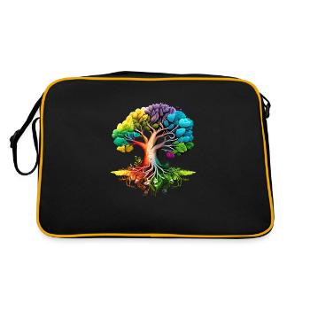 Baum des Lebens Lebensbaum Yoga Meditation - Retro Tasche - Schwarz/Gold - Hinten