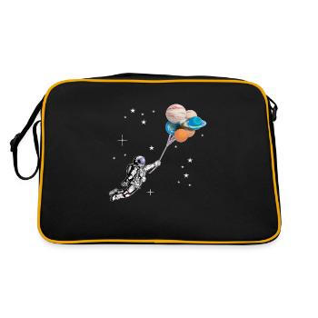 Astronaute avec des ballons en forme de planètes - Sac Retro - noir/or - Dos