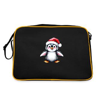 Christmas Winter Design Penguin Santa Hat - Retro Bag - black/gold - Back