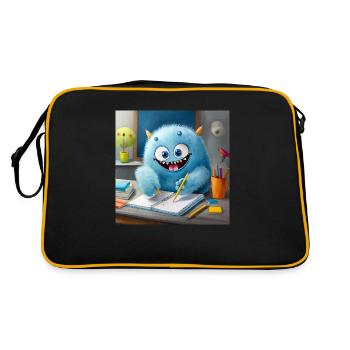 mignon petit monstre moelleux brosse à dents devoirs - Sac Retro - noir/or - Dos