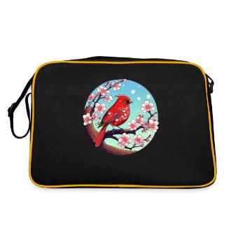 Cardinal rouge sur une branche de cerisier en fleurs - Sac Retro - noir/or - Dos