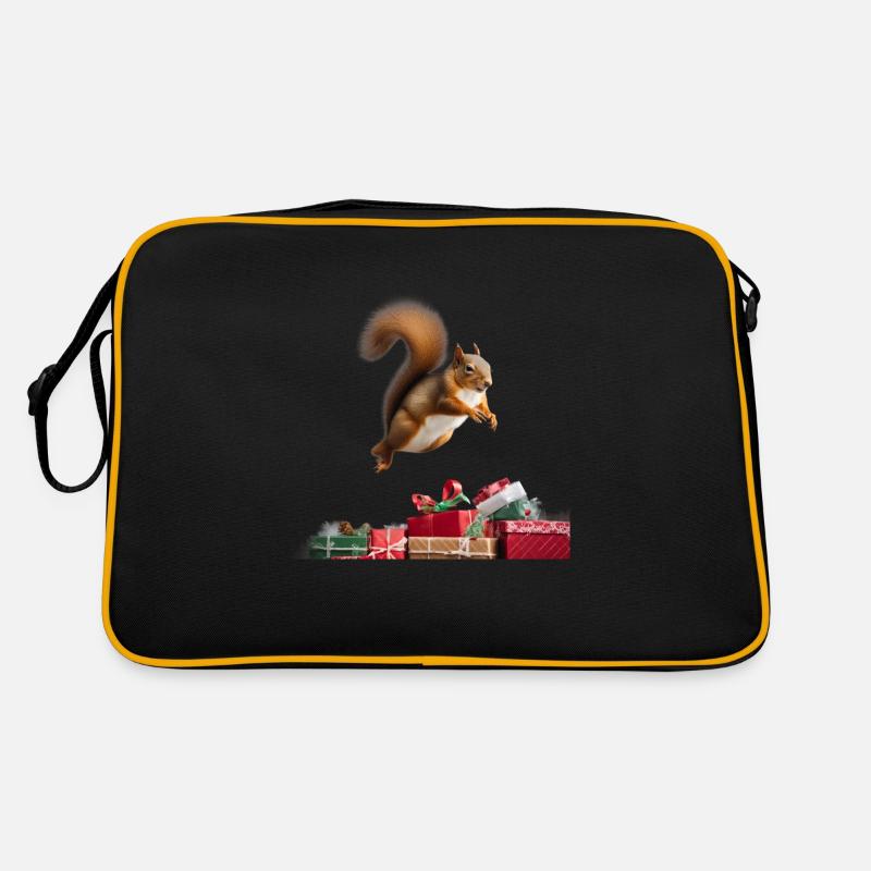Eichhörnchen springt über Geschenke Retro Tasche