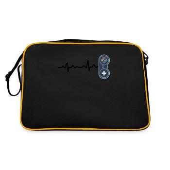Heartbeat Console Gamer Geschenkidee - Retro Tasche - Schwarz/Gold - Hinten