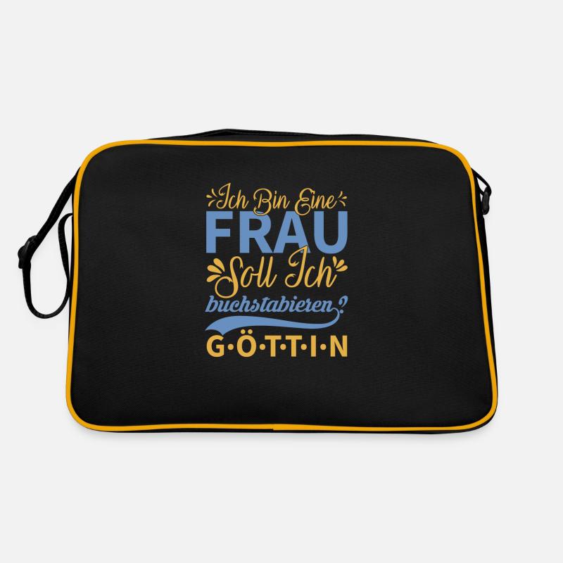 Ich bin eine Frau...... - Retro Tasche - Schwarz/Gold