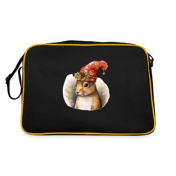 Écureuil avec un bonnet de Noel, t shirt, mug - Sac Retro - noir/or - Dos
